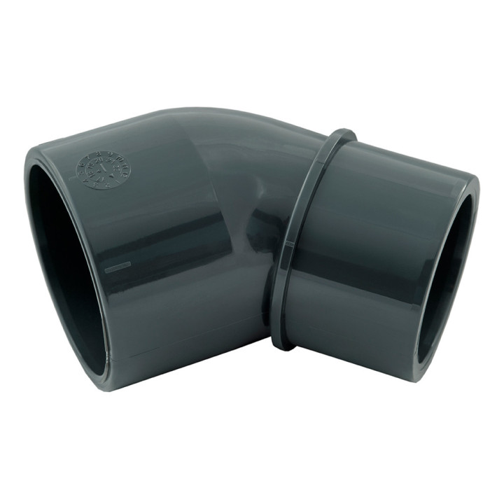 PVC Knie 45° verloop Lijmsok PN 16