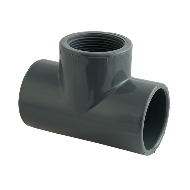 PVC T-stuk 90° Lijmsok/SchroefdraadF PN 16